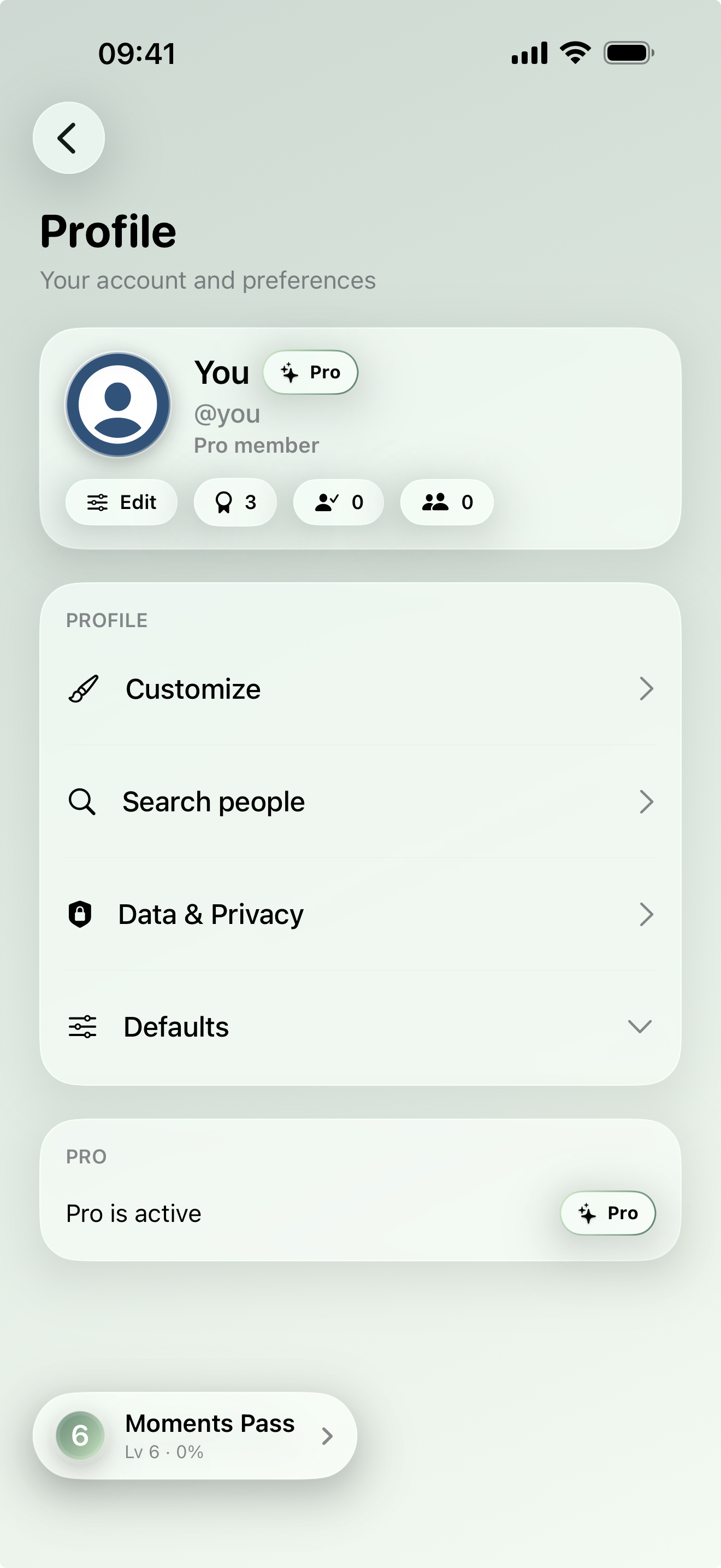 Profiles stored and synced with CloudKit
